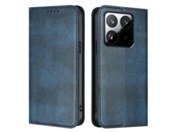 Capa Tipo Carteira Tkdaddy Para Xiaomi 15t, Textura Retrô, Com Bloqueio Rfid, Em Couro, Azul