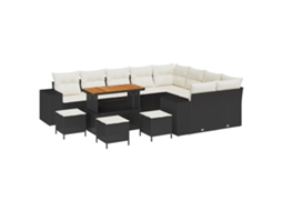 Conjunto 13 Móveis Para Exterior Vidaxl Preto Vime Pe (110 X 55 X 71 Cm)