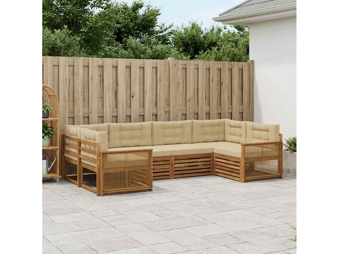 Vidaxl Conjunto De Sofás Para Exterior 6 Pcs Natural E Bege