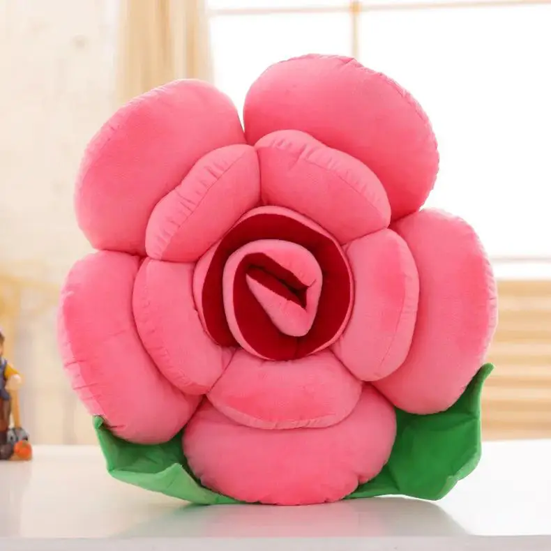Almofada de Sofá Grande em Pelúcia em Formato de Rosa , Almofada Decorativa Floral. MDUG (vermelho Melancia, 40 Cm)