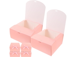 Conjunto De 6 Caixas Papel Rosa Para Bolos E Sobremesas, Pré Dobradas E Fáceis De Montar, Ideais Para Padarias E