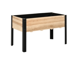 Jardineira Elevada Jardineira de Flores Vaso de Flores Canteiro de Ervas com Madeira Maciça Não Tecida Aço Natural + Preto 120 X 60 X 74 Cm Ge
