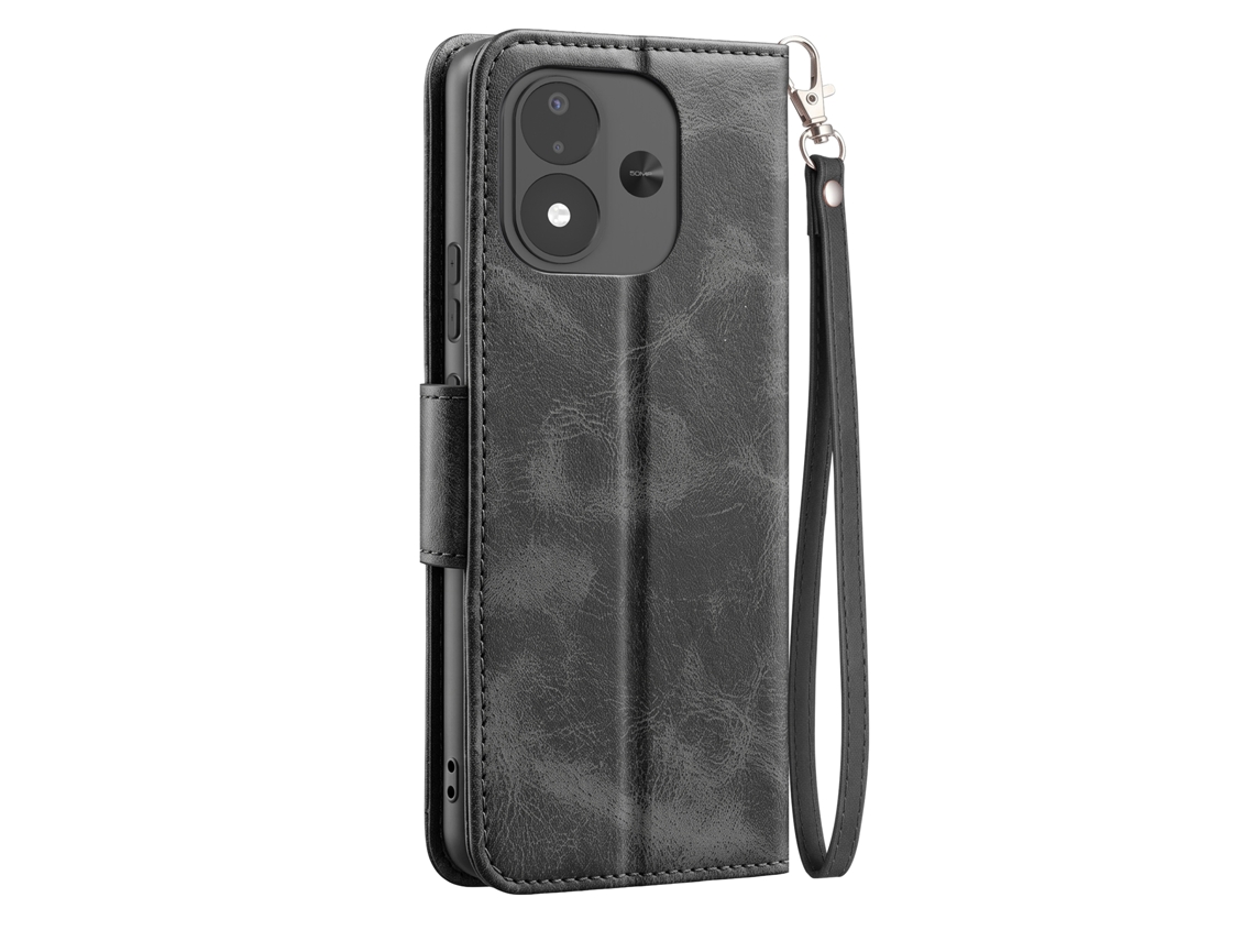 Capa Carteira Para Redmi Note 17 Vintage Com Suporte E Alça De Pulso
