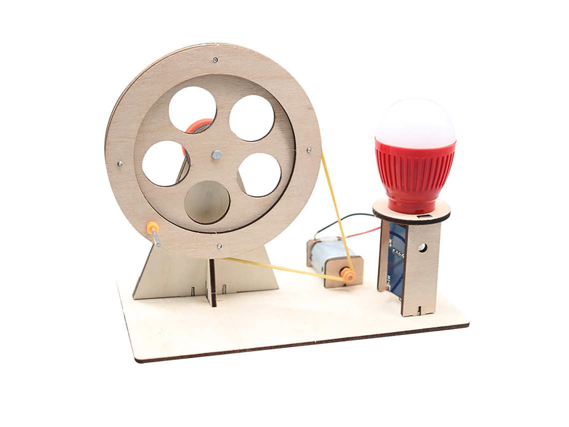 Conjunto De Geração De Energia Manual Em Madeira Diy - Kit Científico Educativo Para Crianças Com Projetos De Geração