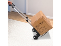 Carrinho De Mão Dobrável Alumínio Altura Ajustável 3 Níveis Fácil Transporte Carga 70 Kg 41x38.5x100 Cm Preto E Cinza