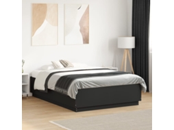 Vidaxl Estrutura De Cama 135x190 Cm Derivados De Madeira Preto