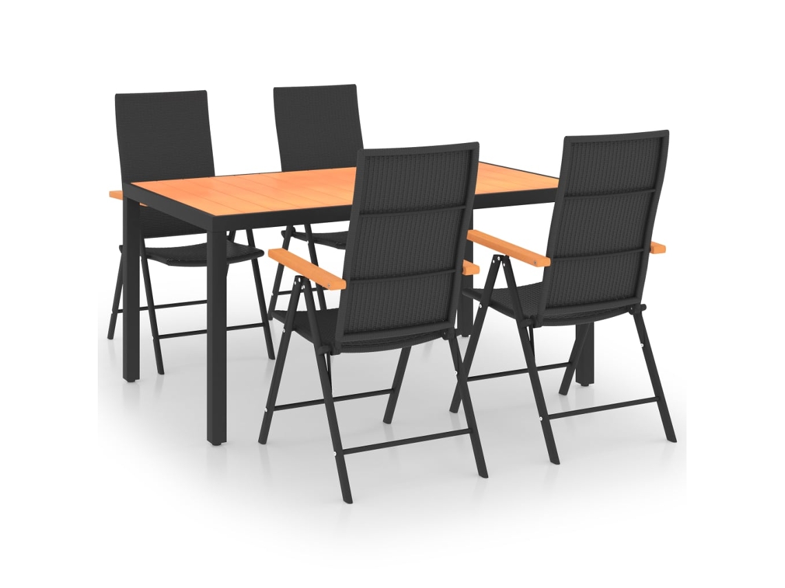 Maison Exclusive - 5 Pcs Conjunto De Jantar Para Jardim Preto E Castanho