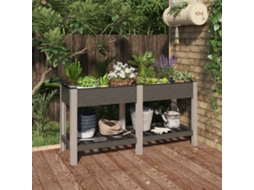 Vidaxl Canteiro Elevado Jardim C/ Prateleira 150x50x75 Cm Wpc Cinzento