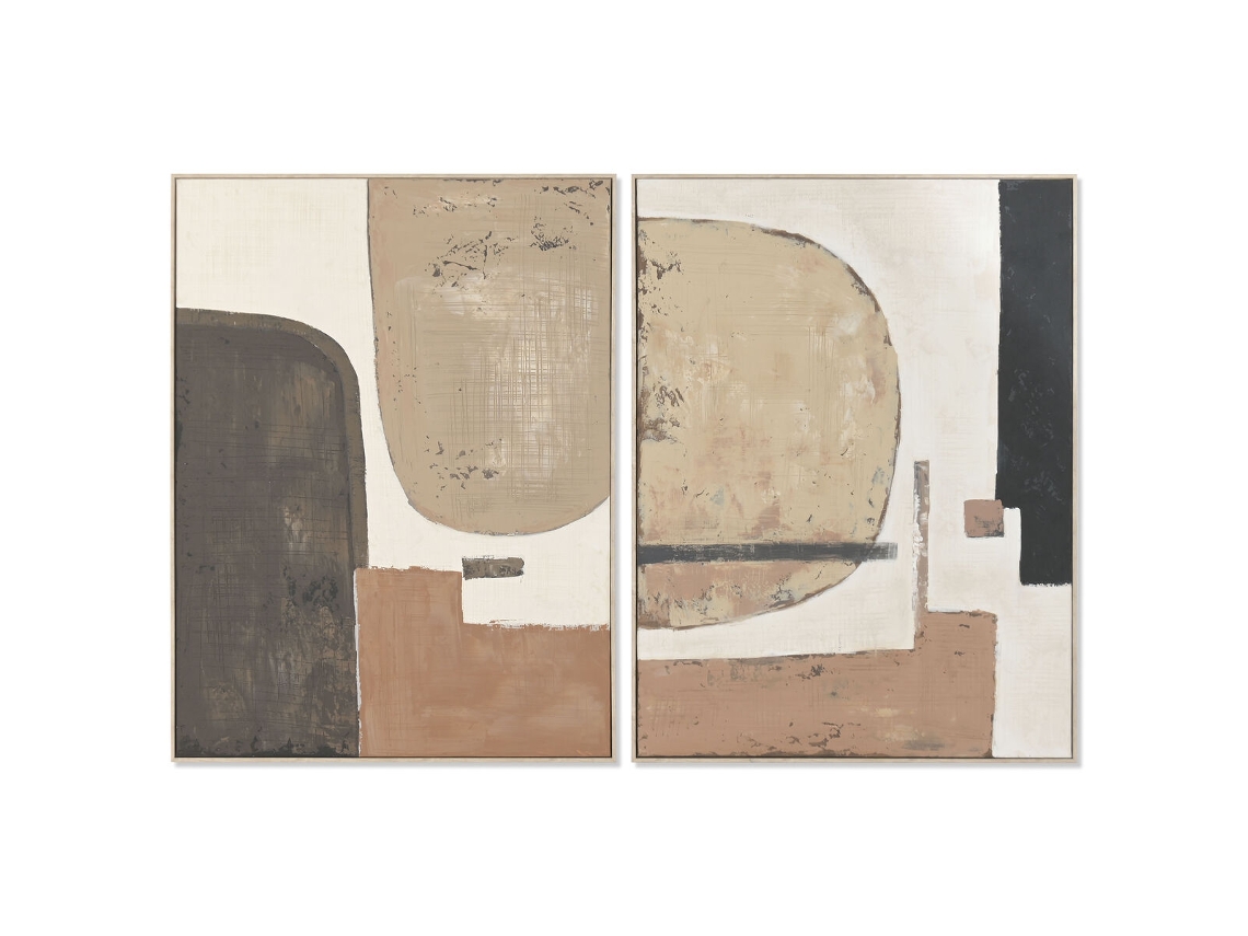 Pintura Home Esprit Castanho Bege Moderno Urbana 90 X 4,5 X 120 Cm (2 Unidades)