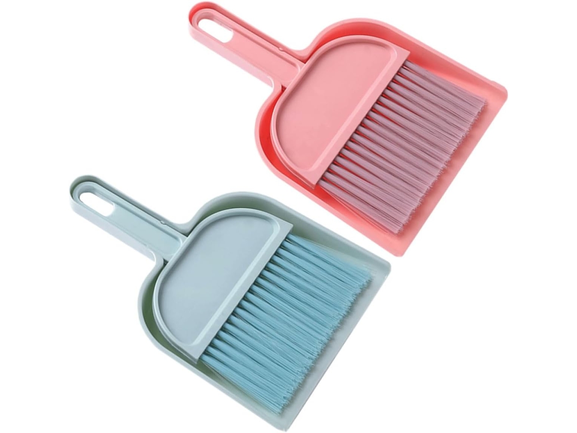 Conjunto Com 2 Mini Vassouras E Pás De Lixo Portáteis Para Mesa