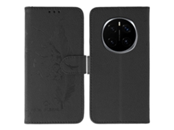 Capa Tipo Carteira De Couro Sintético Com Estampa De Penas Para Honor Magic7 Pro 5g