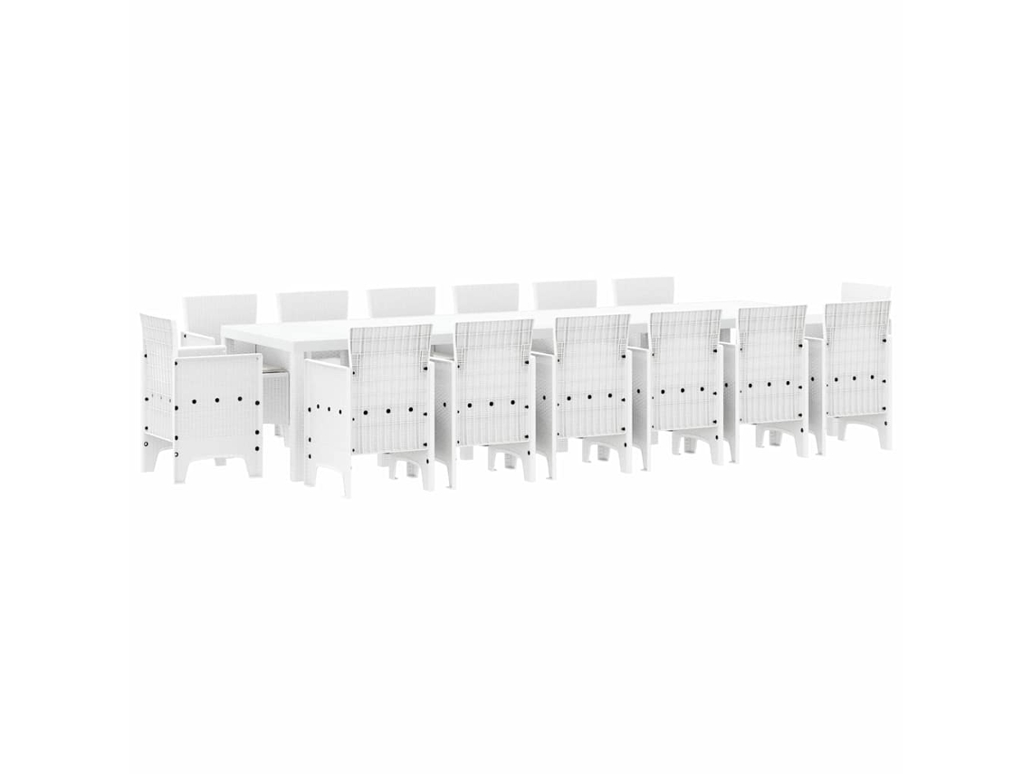 Maison Exclusive - Conjunto De Jantar Para Jardim 15 Pcs Branco Rattan Polt