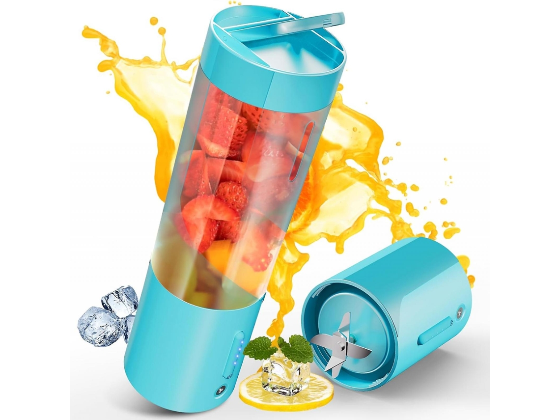Lurelia Liquidificador Portátil Recarregável Usb, 450ml, 6 Lâminas, Aço Inoxidável, Para Smoothies, Azul
