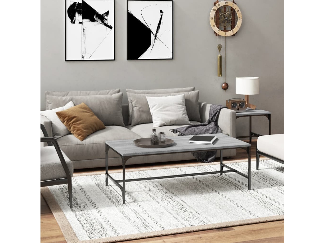 Vidaxl Mesa De Centro 80x50x35 Cm Derivados De Madeira Cinzento Sonoma