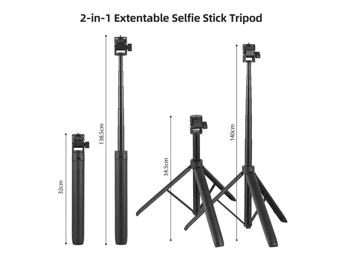 140cm/55in Extendable Light Stand Adjustable Selfie Stick Tripod Aluminum Alloy With 1/4 Inch Screw Phone Tripod For Camera Compact Video Light