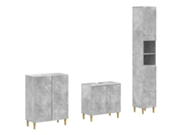Vidaxl Conjunto De Armários Para Banheiro Com 3 Peças Delft