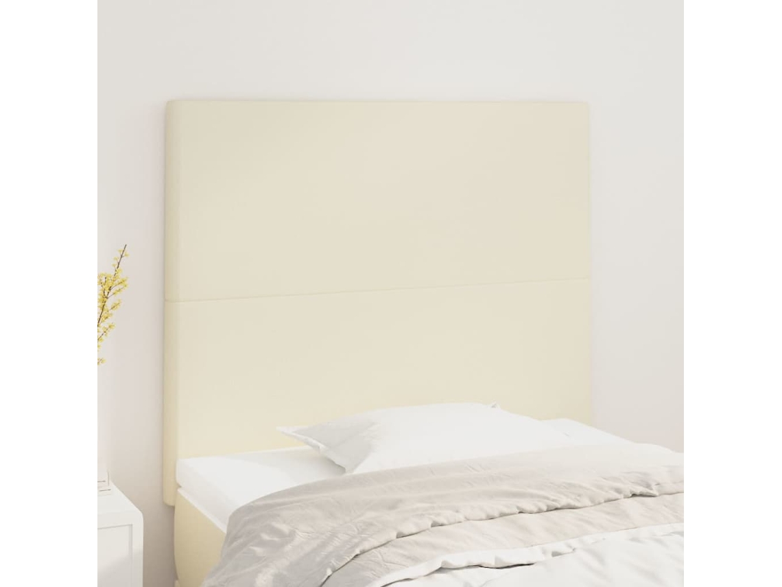 Cabeceira | Painel De Cama Creme 90x5x118/128 Cm Couro Sintético