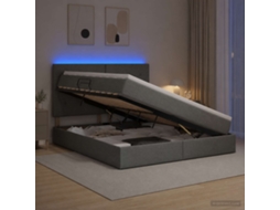 Vidaxl Cama De Armazenamento Led Com Colchão Cinzento-escuro