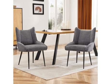 Conjunto De 2 Cadeiras De Jantar, Com Braços, Veludo Macio, Almofada De Assento Grossa, 56,5x46,5x85,5cm, Cinza Dreammespace