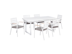 Conjunto De Refeição De Jardim Para 6 Pessoas Beliani Valcanetto/taviano De Alumínio Branco/cinzento 240x90x78
