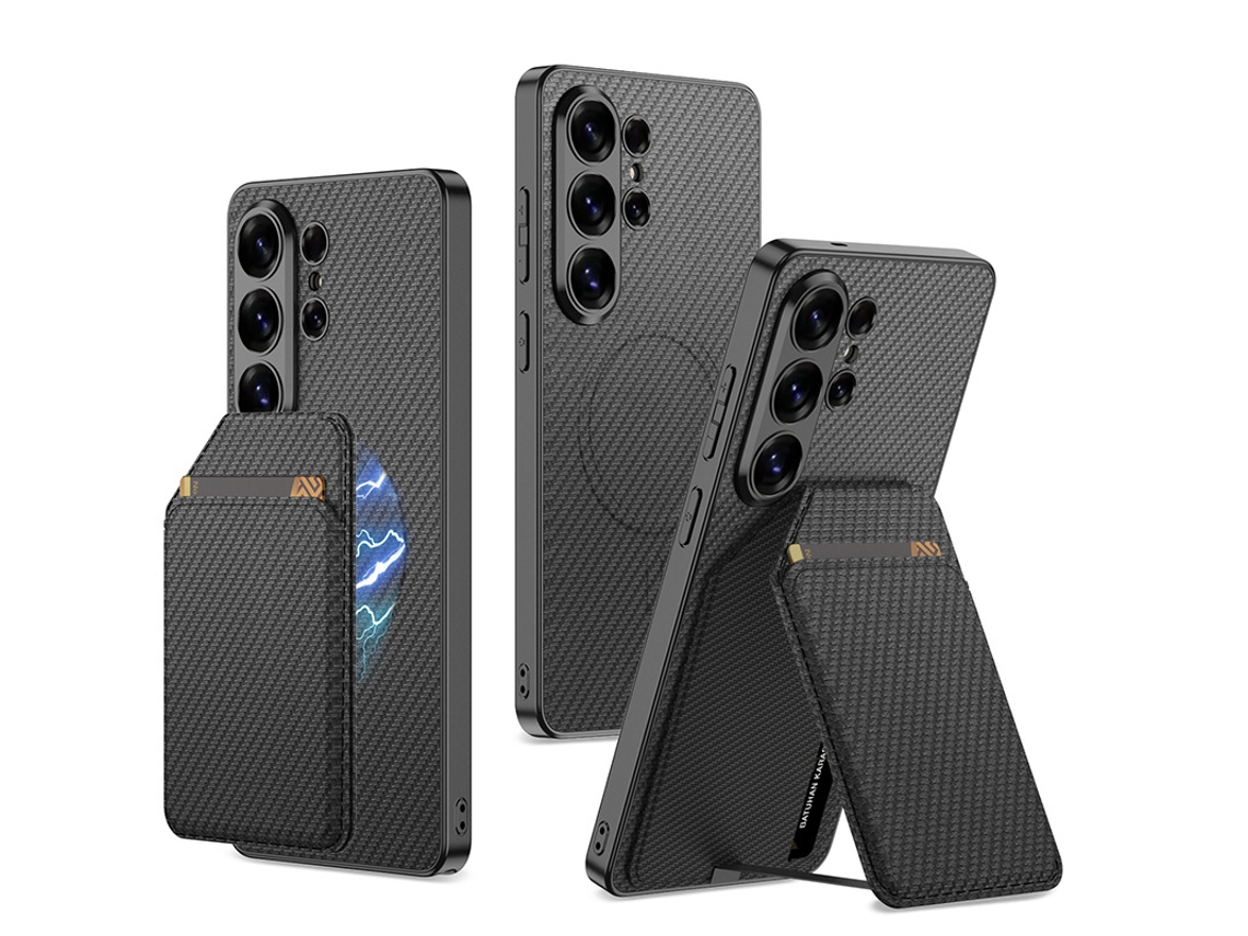 Capa Magnética Hexinyigjly Para Para Samsung S26 Ultra, Pele Com Carteira Removível E Suporte, Slot Para Cartões Preto