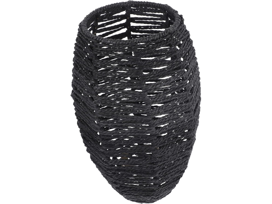 Papel Decorativo Trançado Imitando Rattan Preto, Protetor Versátil para Luminária Suspensa. SFUSHOS