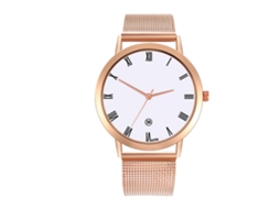 Relógio Analógico de Quartzo com Pulseira de Malha Clássico de Luxo Zhoulianfa (ouro Rosa)