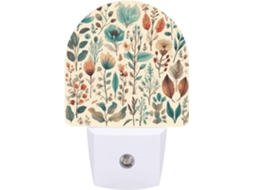 Luminária De Parede Quarto, Banheiro, Corredor, Luz Noturna, Com Estampa Floral E Folhas, Sensor Crepuscular