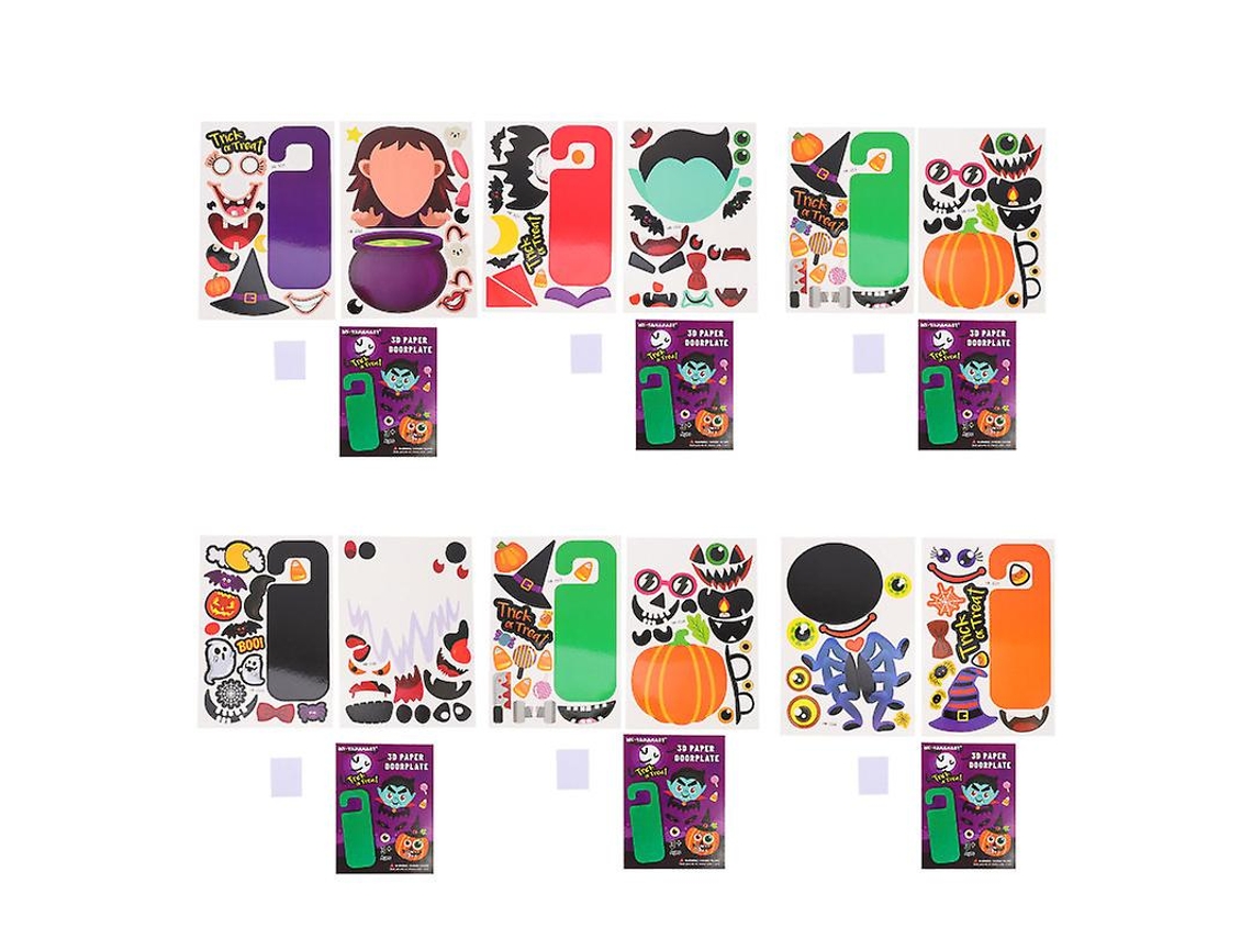 6 Conjuntos de Adesivos de Desenhos Animados para Decorações de Halloween ALLINLESS