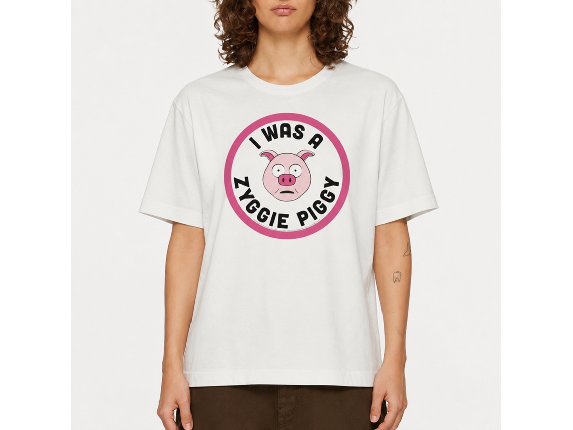Rockinstone Bill And Ted Zyggie Piggy White Adult T-shirt Size:s