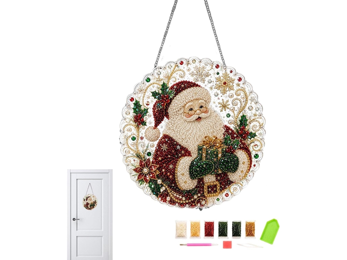Decoração Interativa De Prato De Acrílico Com Strass E Miçangas Para O Papai Noel |