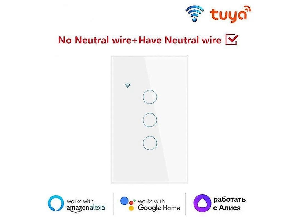 Interruptor De Luz Inteligente Wifi, Painel Touch, Compatível Com Comandos De Voz, Sem Gateway