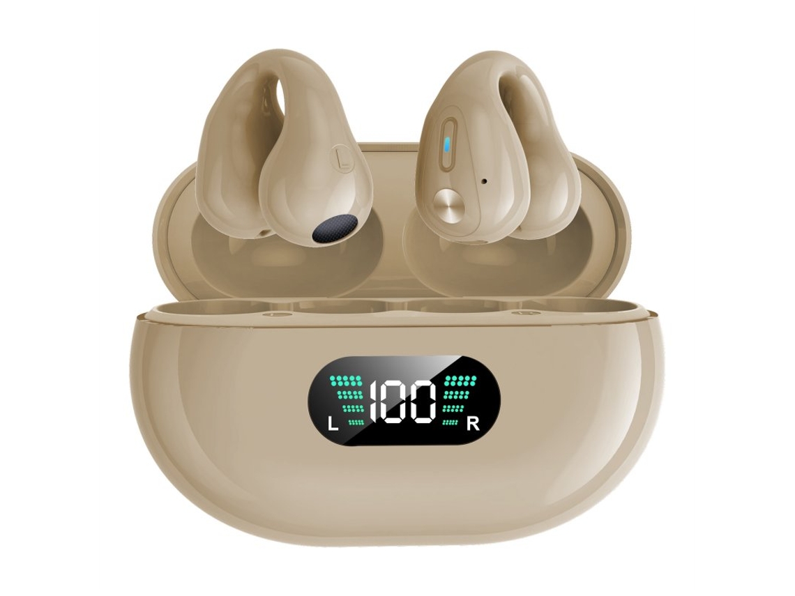 Auriculares Bluetooth True Wireless Q80 5.3 Condução Óssea com Clipe Dourado
