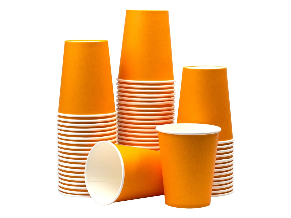 Copos De Papel Descartáveis, 60 Unidades De Copos De Papel Para Festa De Casamento, Piquenique, Churrasco, Viagem E Evento 8oz Ehstmind (laranja)