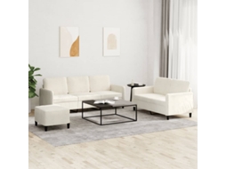 Vidaxl 3 Pcs Conjunto De Sofás Veludo Cor Creme
