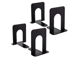 4pcs Apoios para Livros de Metal Pequeno Preto para Prateleiras, Sustentação Forte