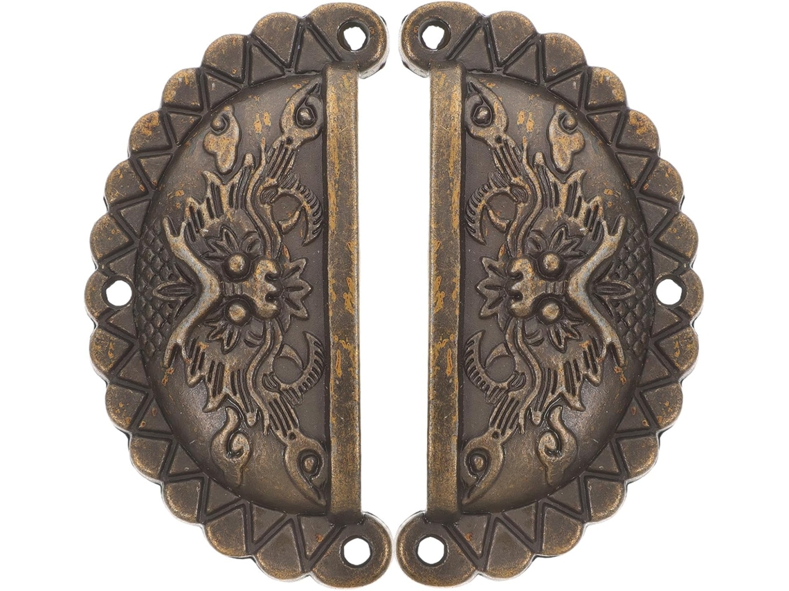 Puxadores De Cobre Com Cabeça Leão, 2 Peças, Estilo Rústico, Semicirculares, Para Armários