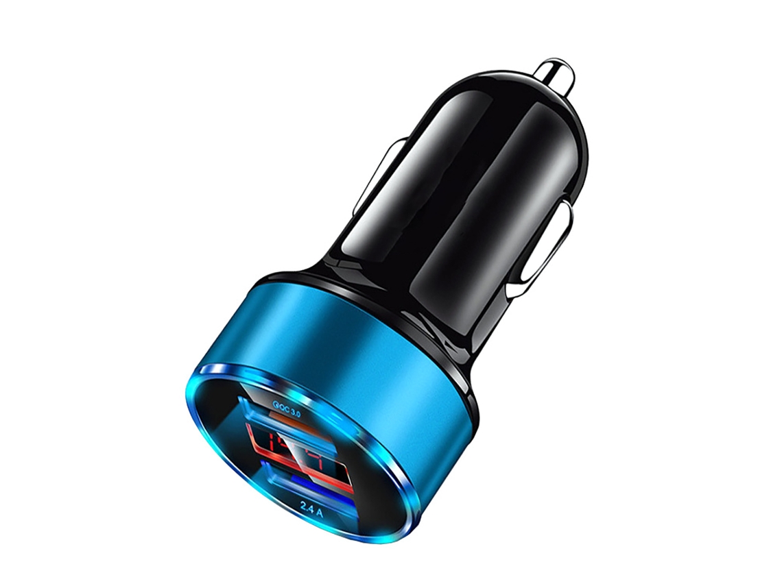 Carregador de Telefone para Carro Carregamento Rápido Plug Play Display Digital Usb Duplo Carregador Inteligente Acendedor de Cigarro para Mp3-B