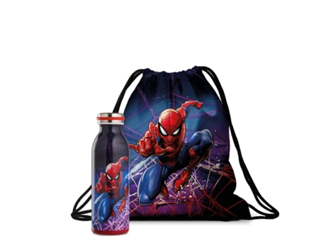 Conjunto Garrafa Térmica Homem Aranha Egan Bolsa Ajustável