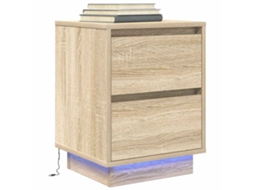 Vidaxl Mesa De Cabeceira Com Luzes Led 38x34x50 Cm Carvalho Sonoma