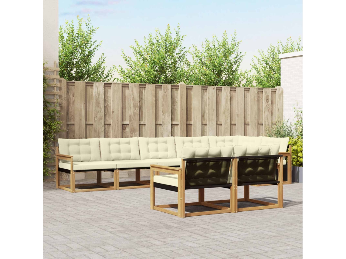 Vidaxl Conjunto De Sofás Para Exterior 8 Pcs Branco E Creme