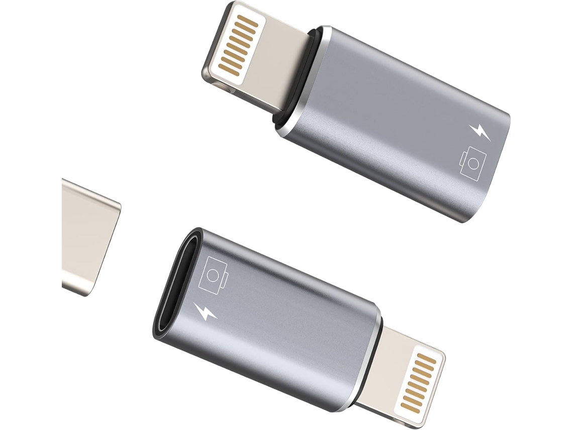 Adaptador de áudio OTG USB-C fêmea para conector Lightning macho (pacote com 2) para entradas de 14, 13 e 12 polegadas, certificado para iPad, conversor de cabo