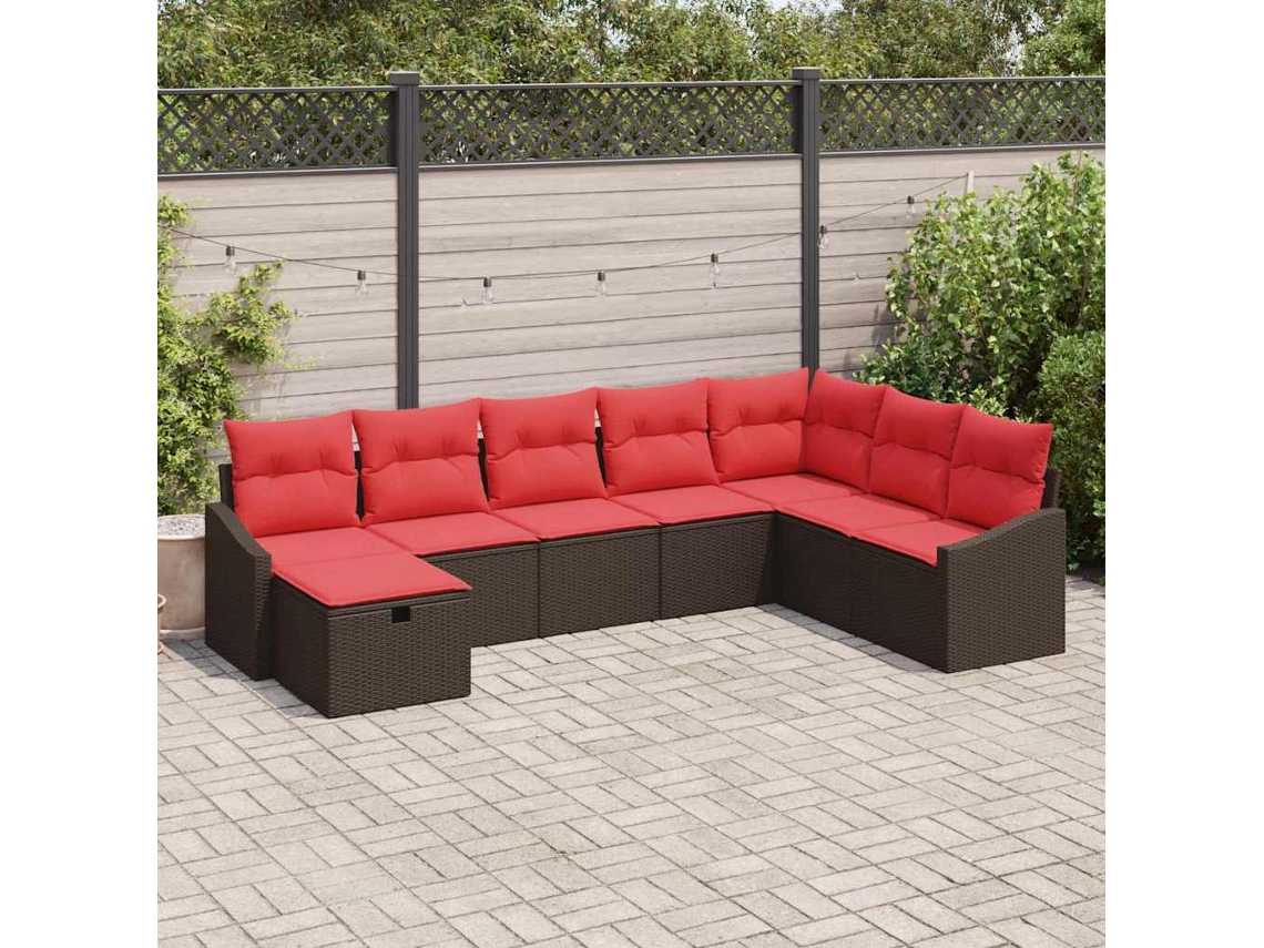 Vidaxl Conjunto De Sofá De Jardim 8 Unid. Vime Pe