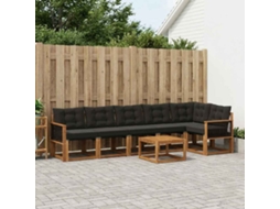 Vidaxl Conjunto De Sofás Para Exterior 7 Unid. Natural E Preto