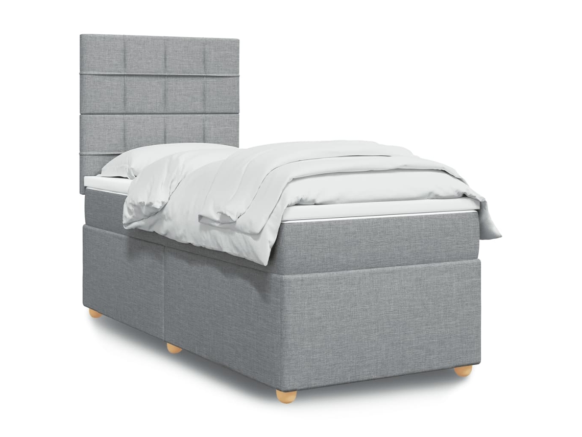 Vidaxl Cama Com Molas/colchão 80x200 Cm Tecido Cinza-claro