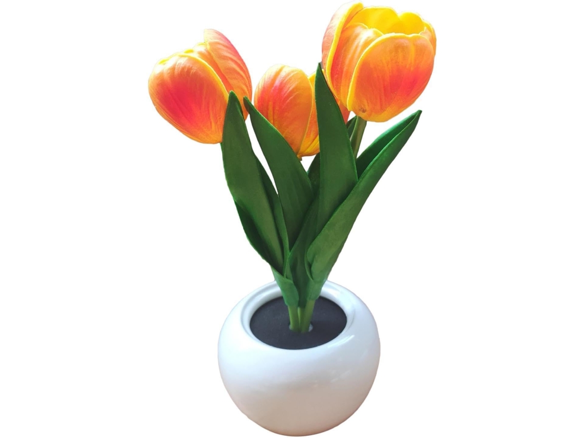 Base de mesa genérica em formato de flor, elegante e recarregável, com iluminação LED.