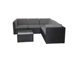 Bimini Móveis De Jardim De 5 Lugares Em Resina Trançada Com Mesa Preta E Cinza Conceito U