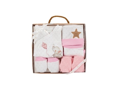 Conjunto de 5 Peças para Recém Nascido INTERBABY Elefante Rosa