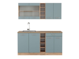 Cozinha R-Line, 160 cm sem bancada, carvalho azul-cinzento/dourado, Vicco