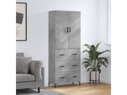 Vidaxl Armário Alto 69,5x34x180 Cm Derivados De Madeira Cinza Cimento